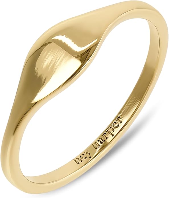 Hey Harper Gold Ring for Women - Gold Plated Stacking Waterproof & Sweatproof Jewerly Ring - Everday Non Tarnish Cute Fashion Circle Rings