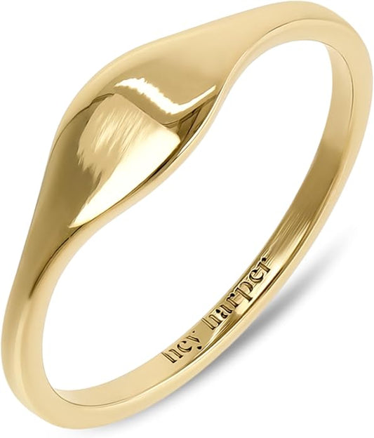 Hey Harper Gold Ring for Women - Gold Plated Stacking Waterproof & Sweatproof Jewerly Ring - Everday Non Tarnish Cute Fashion Circle Rings