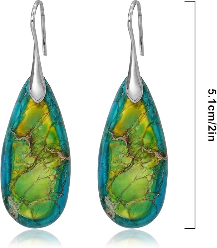 Natural Stone Earrings Waterdrop Stone Dangle Earrings for Women