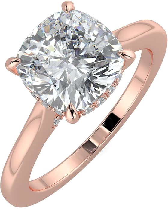 14K and 18K White Yellow and Rose Gold Lab Grown Diamond Solitaire Engagement Ring for Women, 4 Prong Rings for Wedding and Valentine Gift 1 to 2 Carat TW (Color E-F, Clarity VVS-VS)