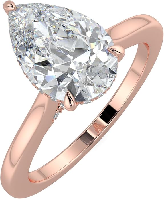 14K and 18K White Yellow and Rose Gold Lab Grown Diamond Solitaire Engagement Ring for Women, 4 Prong Rings for Wedding and Valentine Gift 1 to 2 Carat TW (Color E-F, Clarity VVS-VS)