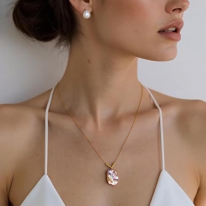 Pearl Necklaces for Women,Charm Choker Necklaces with Natural Freshwater Cultured Pearls,Dainty Pendants Necklaces Daily Wear or Fashion Gift for Women