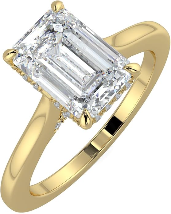 14K and 18K White Yellow and Rose Gold Lab Grown Diamond Solitaire Engagement Ring for Women, 4 Prong Rings for Wedding and Valentine Gift 1 to 2 Carat TW (Color E-F, Clarity VVS-VS)