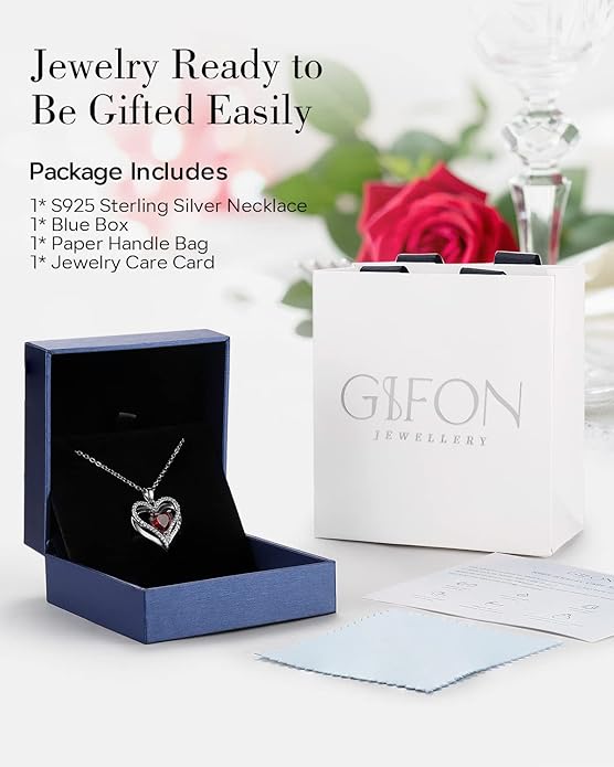 S925 Sterling Silver Necklace for Women, Wife Jewelry Rose Gold, Mom Birthday Valentines Mothers Day Gifts, Girlfriend Necklaces, Daughter Heart Jewel, Anniversary for Her