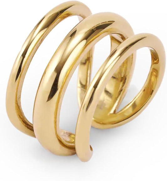 Hey Harper Gold Ring for Women - Gold Plated Stacking Waterproof & Sweatproof Jewerly Ring - Everday Non Tarnish Cute Fashion Circle Rings