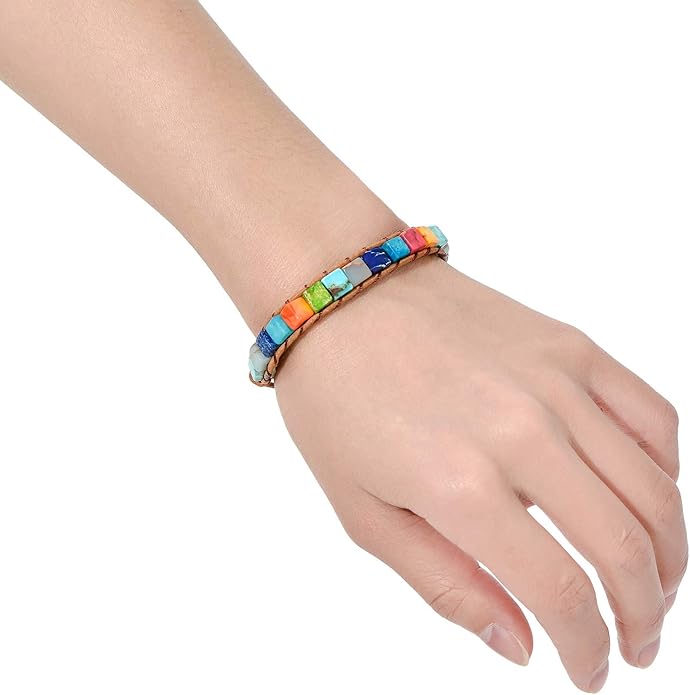 sedmart 7 Chakra Bracelets for Women with Real Stones Leather Wrap Healing Bead Bracelet Women Men Boho Friendship Jewelry