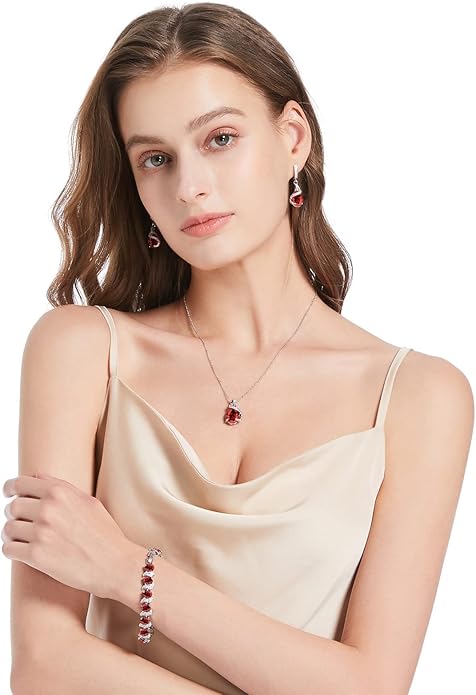 GZWHD Jewelry Set for Women Water Drop Cubic Zirconia Artificial Crystal Earrings Pendant Necklace Open Ring Tennis Bracelet Wedding Anniversary Birthday Engagement Gift for Bridesmaid Wife Girlfriend Friend