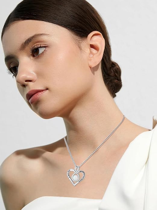 I Love You For Always and Forever Birthstone Necklace Infinity Love Heart Pendant Jewelry Christmas Valentine Mothers Day Birthday Gifts for Women Her Wife Girlfriend