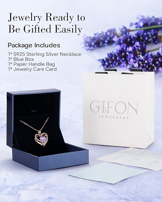 S925 Sterling Silver Necklace for Women, Wife Jewelry Rose Gold, Mom Birthday Valentines Mothers Day Gifts, Girlfriend Necklaces, Daughter Heart Jewel, Anniversary for Her