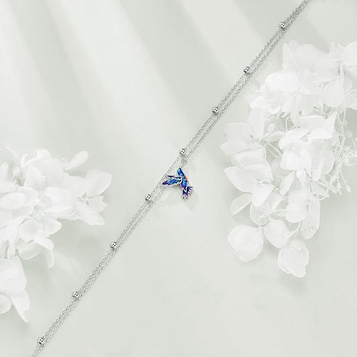 TIGER RIDER Dragonfly Anklet Sterling Silver Dragonfly Gifts Jewelry for Women with Crystal Birthday Anniversary