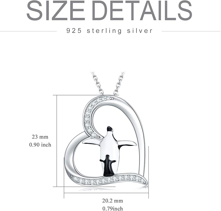 POPKIMI Sterling Silver Necklace Wolves/Elephants/Pandas/Penguins Pendant Necklace for Mom Daughter