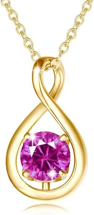 FANCIME Birthstone Necklaces for Women Fine Jewelry Sterling Silver Dainty Infinity Pendant Anniversary Birthday Christmas Gifts for Her Wife Mom Lady Daughter, Chain 16"+2" Extend