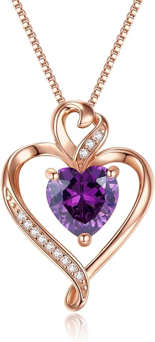 Heart Necklaces for Women 925 Sterling Silver Pendant Necklace Rose Gold Plated White Gold/14K Gold Plated Love Necklace for Her Girlfriend Wife Valentines Day Birthday Women Jewelry 18"+2"