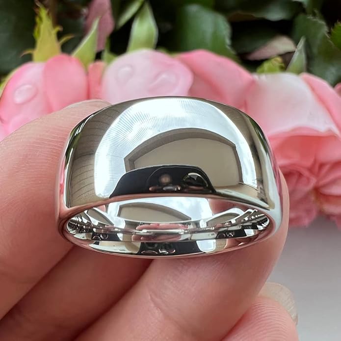 4mm 6mm 8mm 10mm Silver/Gold/White Tungsten Rings for Men Women Couple Fashion Jewelry Anniversary Engagement Wedding Bands Domed Polished I Love You Engraved Comfort Fit