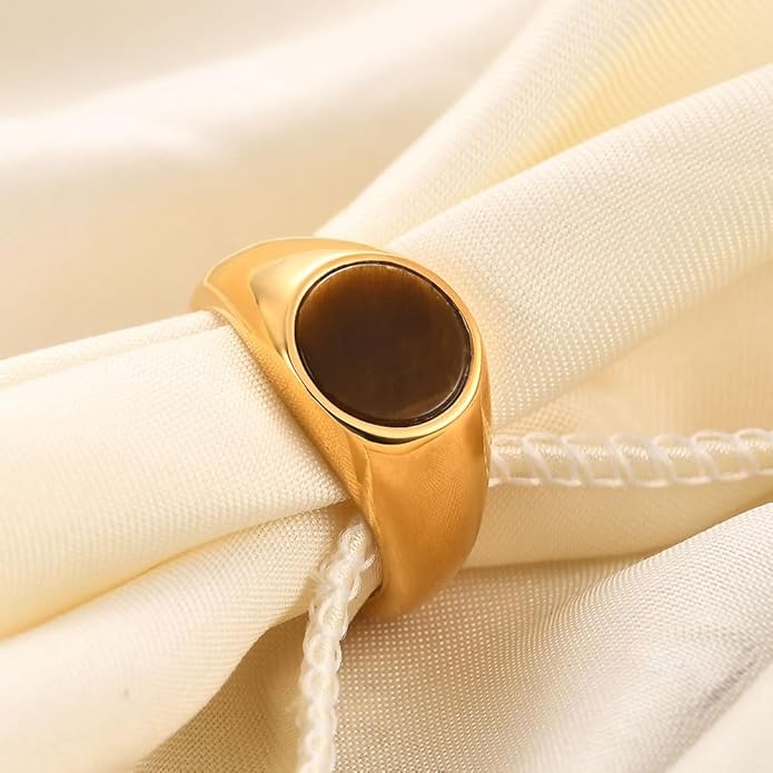 Stainless Steel Round Shape Classical Simple Plain Wedding Engagement Statement Pinky Band Signet Rings for Men Women Size 4-15