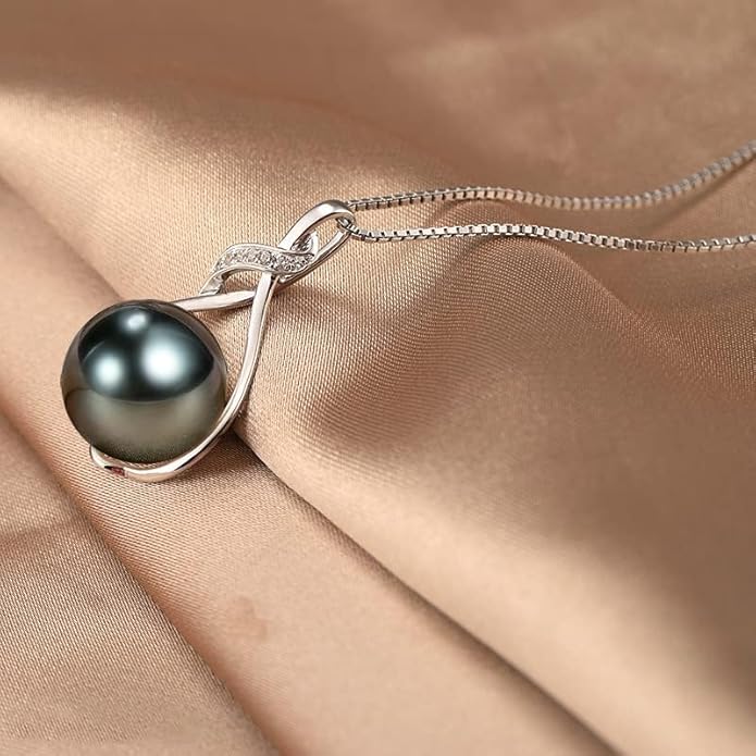 Gifts for Women Wife-Tahitian-Black-Pearl-Necklace-Gift for Wife Wedding Birthday Anniversary Jewelry-Mom Girlfriend Her Mothers Day Gifts for Mom Women Valentines Christmas Day