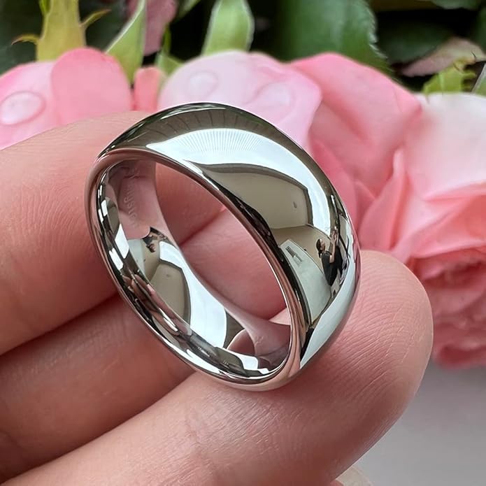 4mm 6mm 8mm 10mm Silver/Gold/White Tungsten Rings for Men Women Couple Fashion Jewelry Anniversary Engagement Wedding Bands Domed Polished I Love You Engraved Comfort Fit