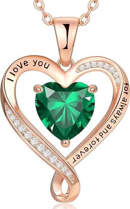 Birthday Gifts for Women Wife Infinity Heart Birthstone I Love You Necklace for Women S925 Sterling Silver Anniversary Wedding Gifts for Christmas Valentines Mothers Day Women's jewelry Diamond Pendant Necklaces Gift for Her Mom Daughter Grandma
