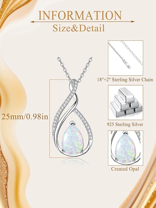 Teardrop Birthstone Necklace for Women 925 Sterling Silver Pear-Shaped Pendant Anniversary Mother's Day Birthday Jewelry Gifts for Her