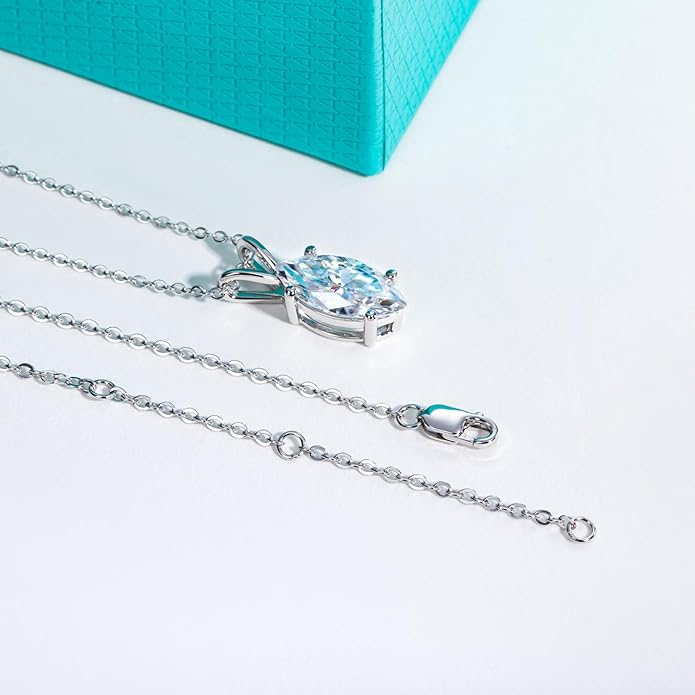 AnuClub Moissanite Pendant Necklace 2/3/4/5CT D Color VVS1 925 Sterling Silver Everyday Wear Necklace for Women Wife Her with Certificate, 40+2+3 Adjustable Chain