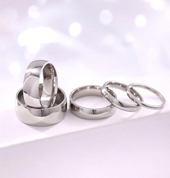 TIGRADE 2mm 4mm 6mm 8mm 10mm Titanium Ring Plain Dome High Polished Wedding Band Comfort Fit Size 3-15