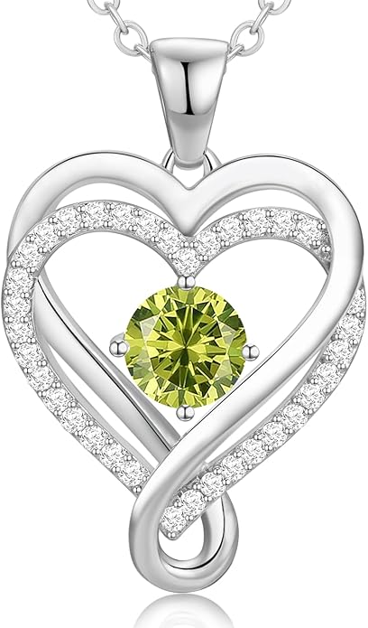 Infinity Heart Birthstone Necklace for Women Wife 18K Rose Gold Plated,Anniversary for Women Wife Her Birthday Gift for Girlfriend Mom Daughters, I Love You Women's Jewelry