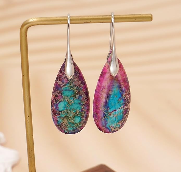 Natural Stone Earrings Waterdrop Stone Dangle Earrings for Women