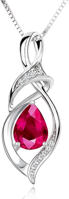 Birthstone Necklace for Women, Gemstone Sterling Silver Necklace for Girlfriend, Mom Birthday Gifts for Women, Gifts for Wife Anniversary, Christmas Gifts