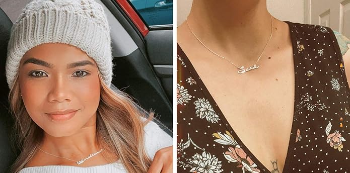 Personalized Name Necklace | Sterling Silver/Stainless Steel | 14 Fonts, 4 Colors, 5 Chains | Tarnish-Free, Handmade Gift for Women: Mom, Daughter, Sister | Ideal for Birthday, Mother's Day,Christmas