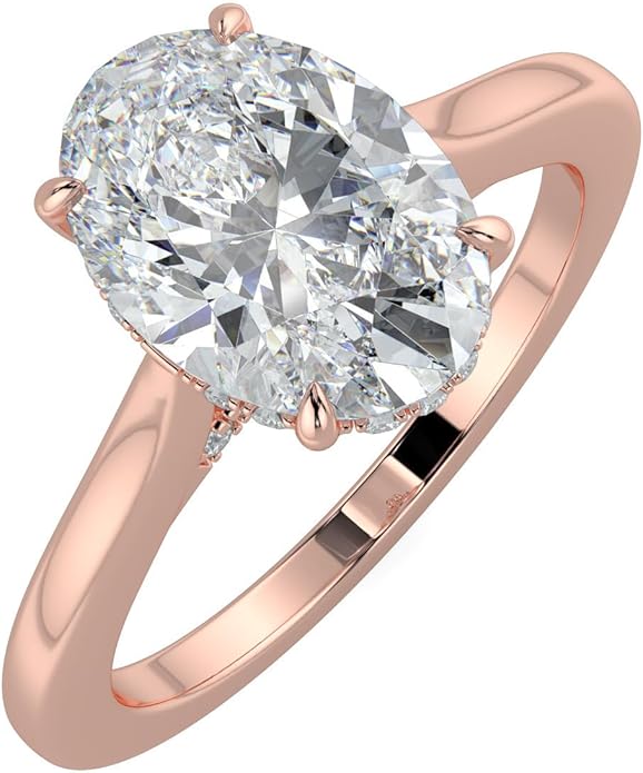 14K and 18K White Yellow and Rose Gold Lab Grown Diamond Solitaire Engagement Ring for Women, 4 Prong Rings for Wedding and Valentine Gift 1 to 2 Carat TW (Color E-F, Clarity VVS-VS)