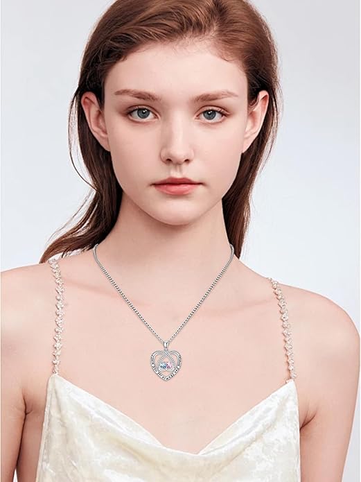 Birthstone Necklaces for Women I Love You for Always and Forever Heart Pendant Necklace Anniversary Jewelry Christmas Valentine Mothers Day Birthday Gifts for Her Wife Girlfriend