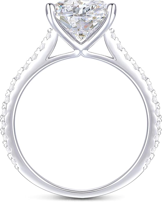 14K White Gold Moissanite Engagement Ring 3 Carat 8x10mm Pear Cut Moissanite Rings 14k White Gold Engagement Ring 4-Prong Pear Cut Moissanite Rings