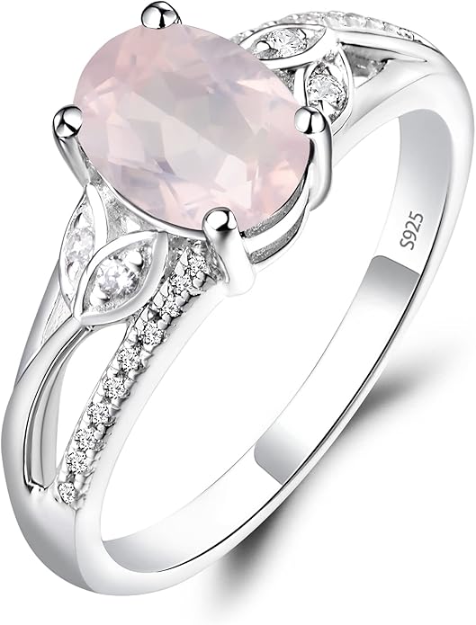 925 Sterling Silver Oval Shaped 8X6 MM Gemstone Ring Leaf Engagement Ring for Women Jewelry