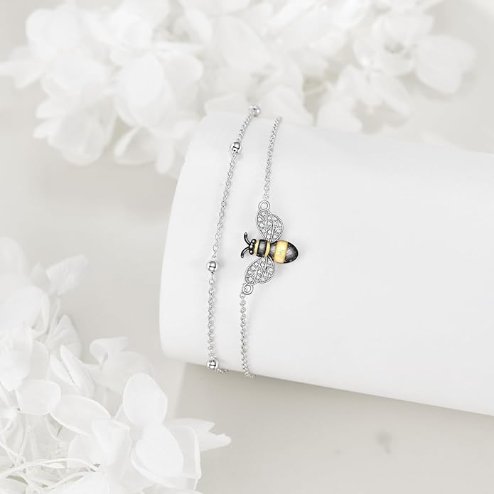 TIGER RIDER Dragonfly Anklet Sterling Silver Dragonfly Gifts Jewelry for Women with Crystal Birthday Anniversary