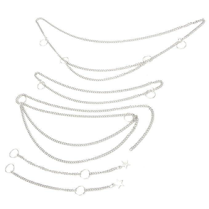 5PCS Hip Hop Punk Hair Braid Chain Hair Jewelry Chain Rings Ponytail Hair Accessories Dreadlock Hair Braid Hair Decoration Clips for Women