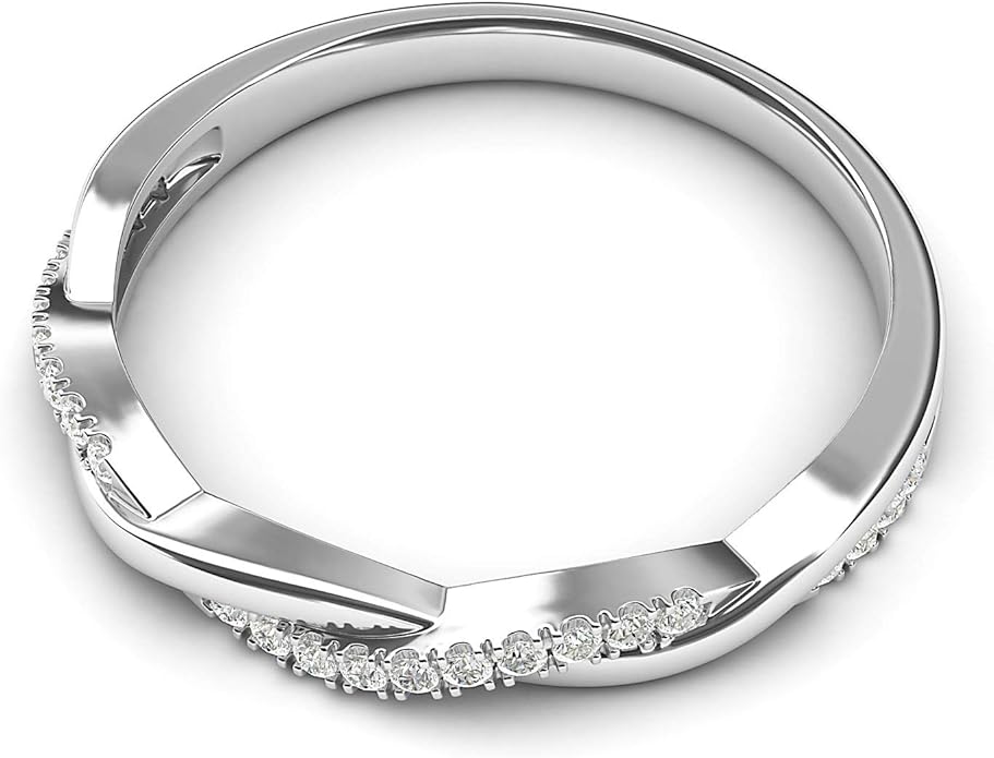 14k White Gold 2.5mm Petite Twisted Vine Simulated Diamond Ring Wedding Band Matching Ring