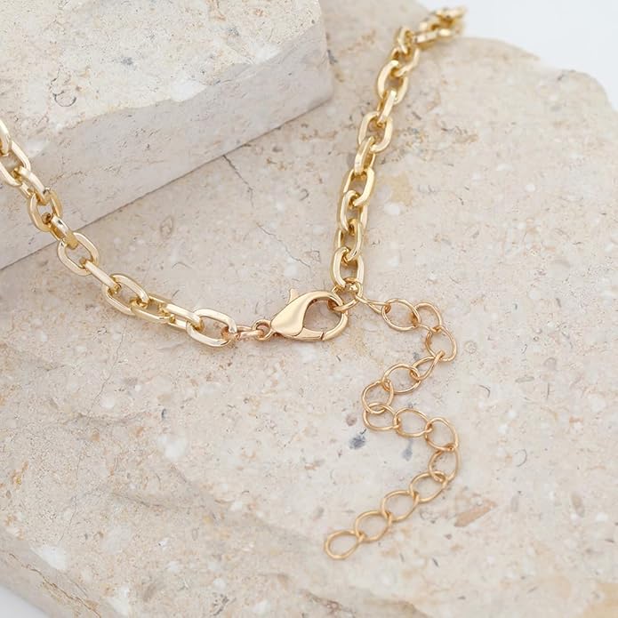 Charm Necklace for Women Gold Evil Eye Sun Moon Flower Coin Pendant Necklace Dainty Paperclip Chain Vintage Luck Amulet Choker Necklaces Celestial Jewelry Gift