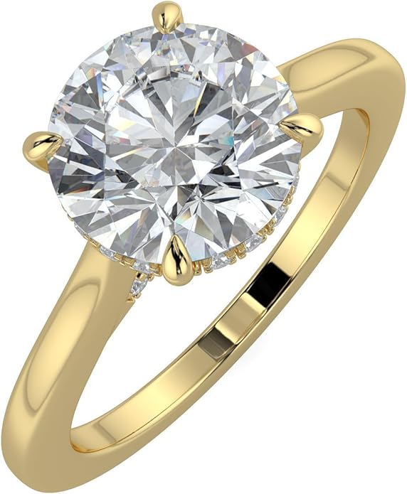 14K and 18K White Yellow and Rose Gold Lab Grown Diamond Solitaire Engagement Ring for Women, 4 Prong Rings for Wedding and Valentine Gift 1 to 2 Carat TW (Color E-F, Clarity VVS-VS)