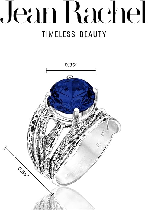 JEAN RACHEL JEWELRY 925 Sterling Silver Ring - Wrap Vintage Design with Prong Set Round Cubic Zirconia - Hypoallergenic, Lead & Nickel Free - Artisan Handcrafted Statement Rings for Women