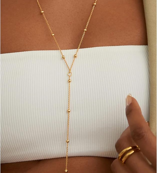 14K Gold Body Chains for Women, Sexy Layered Belly Waist Chain Bikini Bra Chain, Summer Beach Rhinestone Body Jewelry