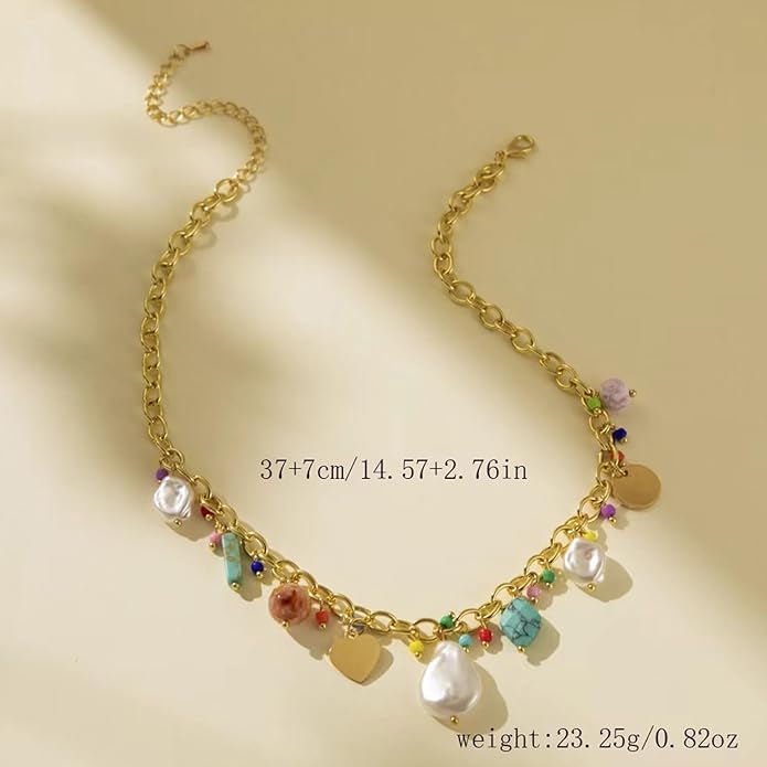 Choistily Charm Necklace Dainty Gold Western Outfit Beach Jewelry for Women Trendy Cowgirl Accessories for Women Gold Bow Sea Shell Pendant Necklace Preppy Stuff Summer Jewelry 2025