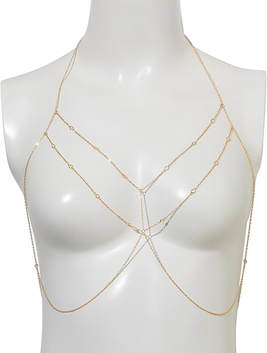 MODRSA Gold Chain Belt - Fashion Waist Chain Belt with Moon, Butterfly Rhinestone & Layered Design