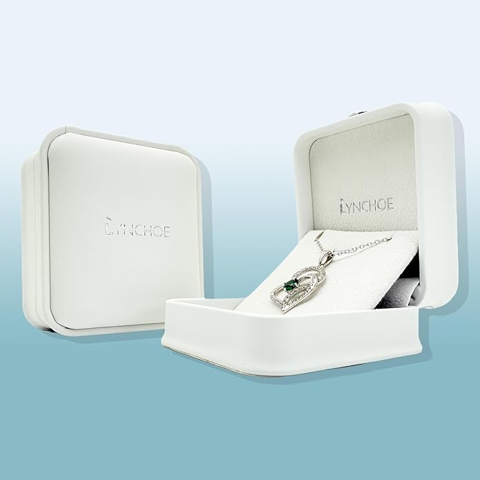 Heart Birthstone Silver Necklace for Women, S925 Sterling Silver Pendant Necklace Birthday Jewelry Gifts for Her Mother Mom Wife Girlfriend