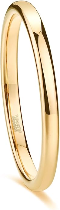 TRUMIUM 2mm 4mm 6mm 8mm Tungsten Wedding Band Ring for Men Women Gold/Rose Gold/Silver Domed High Polish Comfort Fit 4-15