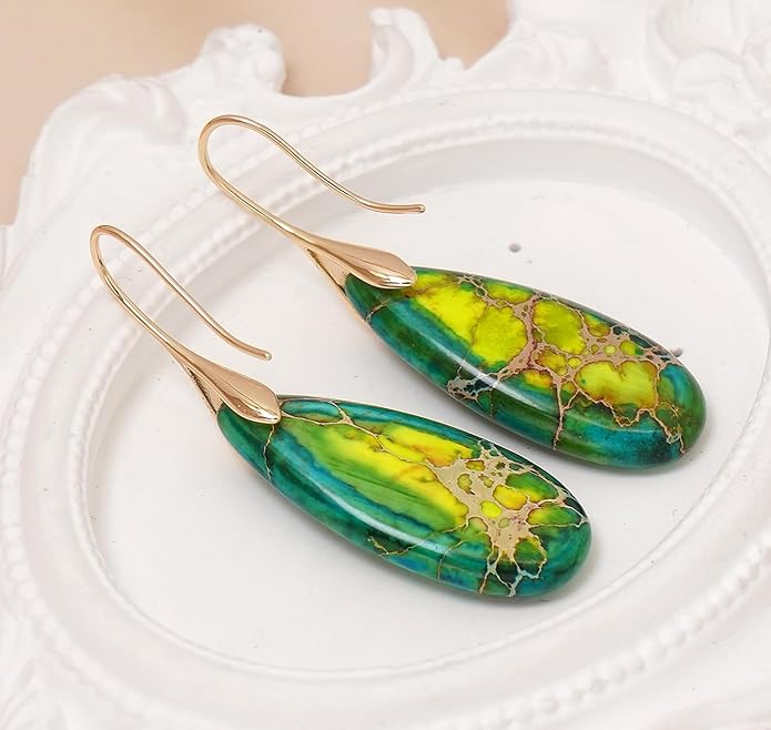 Natural Stone Earrings Waterdrop Stone Dangle Earrings for Women