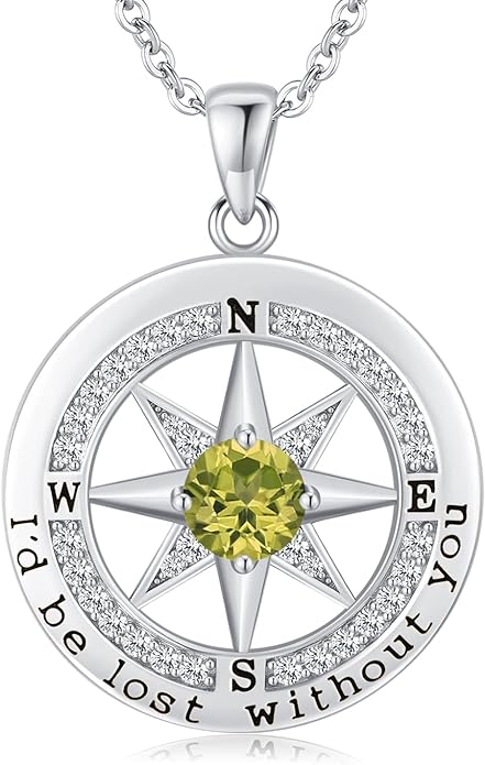 S925 Necklace Gift for Wife |Compass Jewelry |Women Anniversary |Sterling Silver |Girlfriend Birthday Gifts for Her Valentines |I'd be Lost without You |Jewel 18K Gold