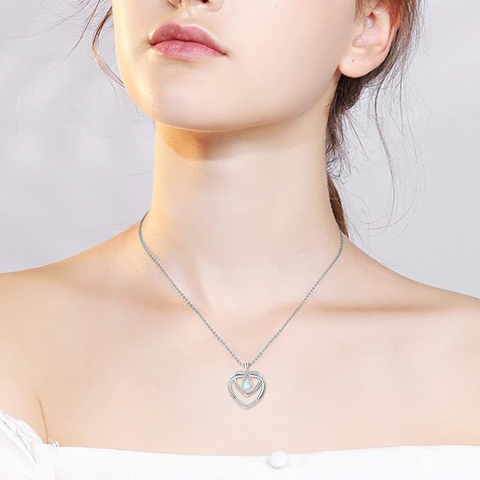 Palpitate Heart Necklaces for Women Forever Love Pendant Necklace Anniversary Valentine's Day Gifts for Lovers Wife Her Mom