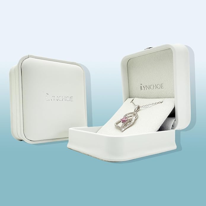 Heart Birthstone Silver Necklace for Women, S925 Sterling Silver Pendant Necklace Birthday Jewelry Gifts for Her Mother Mom Wife Girlfriend