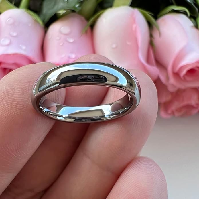 4mm 6mm 8mm 10mm Silver/Gold/White Tungsten Rings for Men Women Couple Fashion Jewelry Anniversary Engagement Wedding Bands Domed Polished I Love You Engraved Comfort Fit