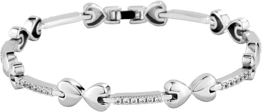 TOPGRILLZ Anklets for Women - 2 mm Heart Bows Design 14K Gold Plated 5A Cubic Zirconia Ankle Bracelets with Fold Over Clasp - Summer Beach Jewelry, 8 IN / 9 IN / 10 IN